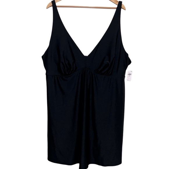 OLD NAVY NWT V Plunge Black Skirt One Piece Swim Suit Size 4X - Picture 1 of 11